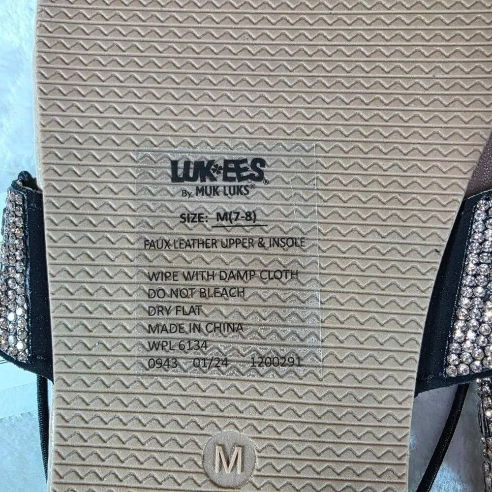 Muk Luks Luk*ees Pink Rose Gold Beaded Thong Sandal M 7/8 Beach Cruise Vacay NWT - Picture 6 of 6